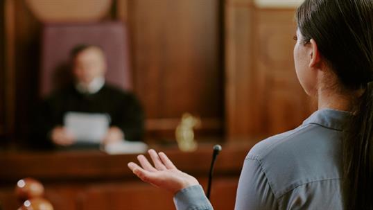 woman in courtroom